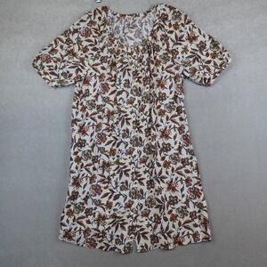 Faherty Floral Mini Dress - White and Brown